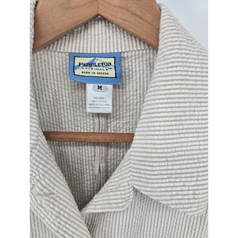 Pendleton Jacket Womens Medium Tan White Seersuck… - image 2